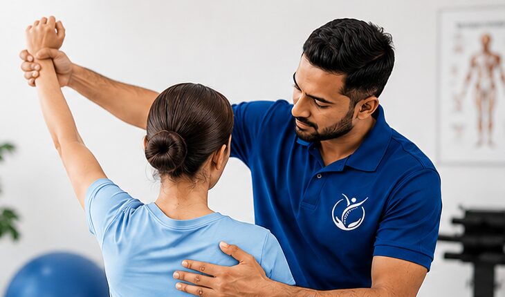 Isai Physiotherapy Clinic physiotherapist treating a patient's shoulder